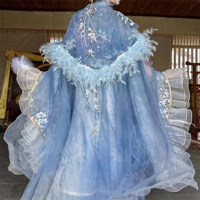 Authentic Chinese Tang Style Green Fairy Elegant Ancient Costume Dress Hanfu