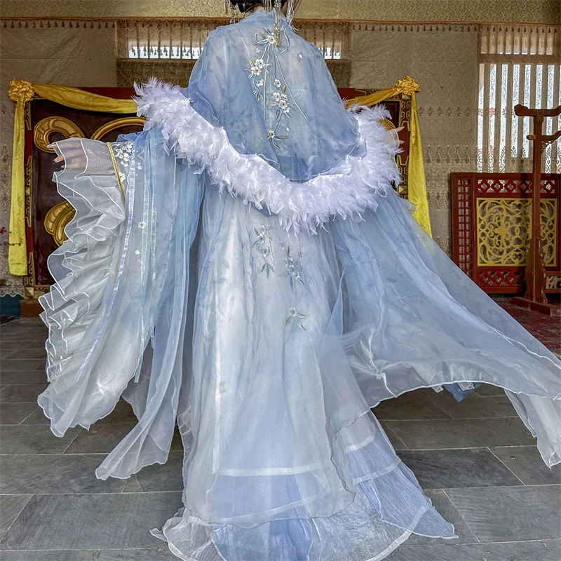 Authentic Chinese Tang Style Green Fairy Elegant Ancient Costume Dress Hanfu