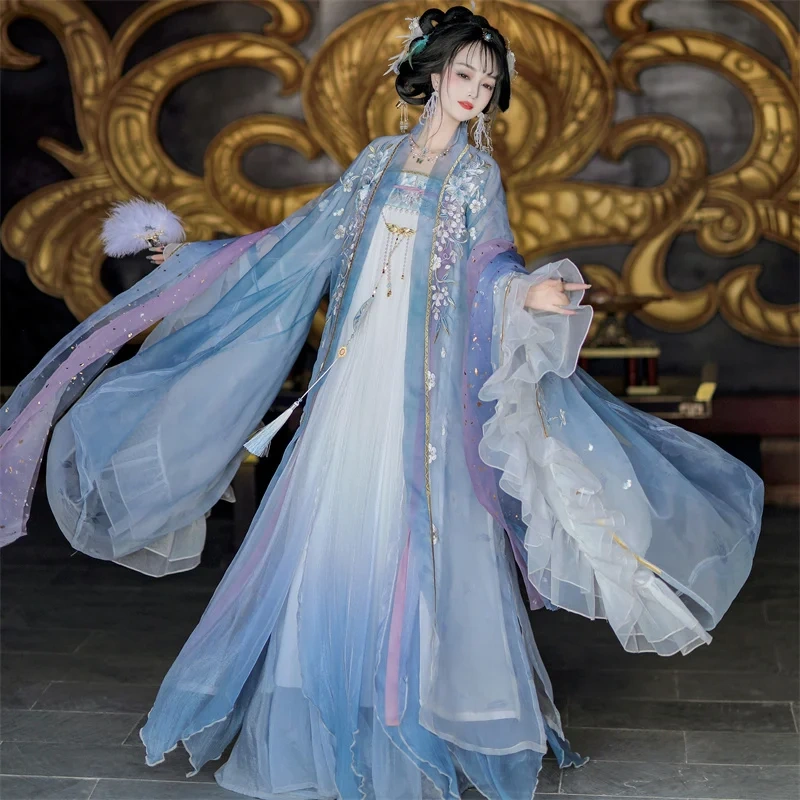 Authentic Chinese Tang Style Green Fairy Elegant Ancient Costume Dress Hanfu