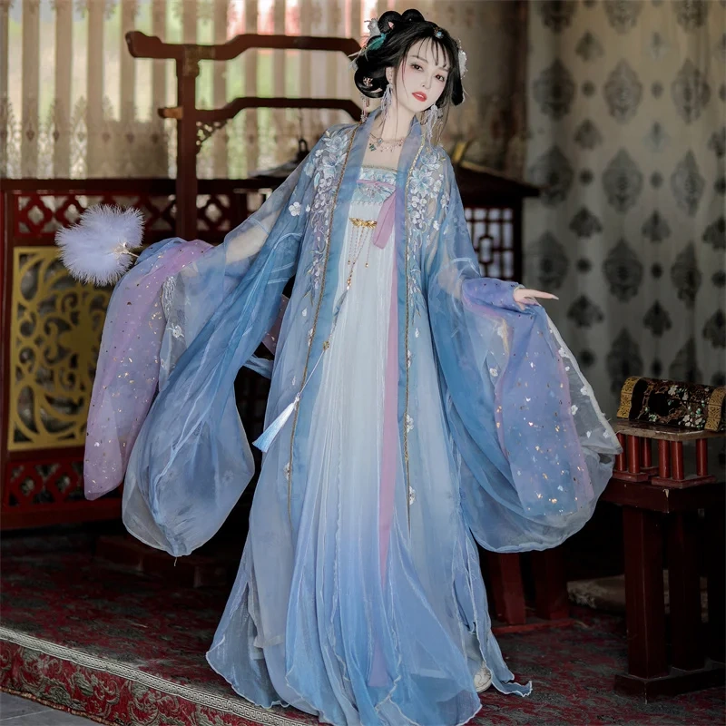 Authentic Chinese Tang Style Green Fairy Elegant Ancient Costume Dress Hanfu