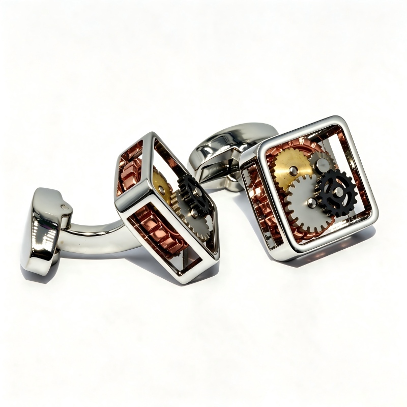 Square Hollow Gear Cufflink, Business Men Suit Cufflinks Gift, Premium Men Suit Shirt Decor