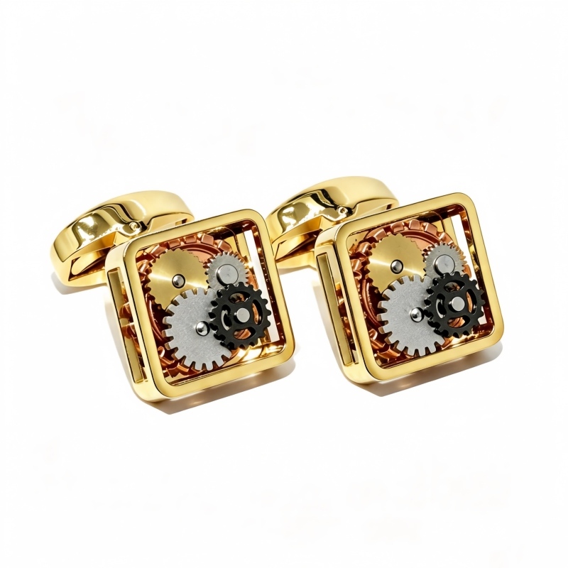 Square Hollow Gear Cufflink, Business Men Suit Cufflinks Gift, Premium Men Suit Shirt Decor