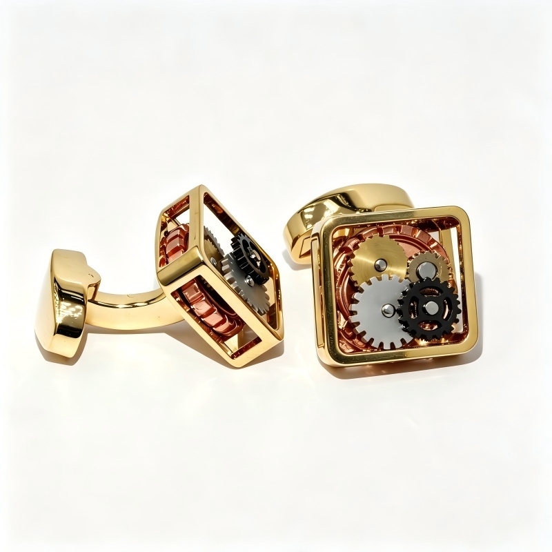 Square Hollow Gear Cufflink, Business Men Suit Cufflinks Gift, Premium Men Suit Shirt Decor