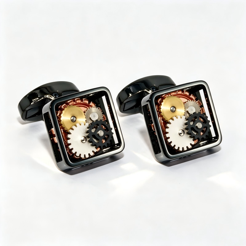 Square Hollow Gear Cufflink, Business Men Suit Cufflinks Gift, Premium Men Suit Shirt Decor