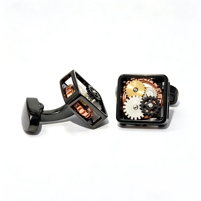 Square Hollow Gear Cufflink, Business Men Suit Cufflinks Gift, Premium Men Suit Shirt Decor