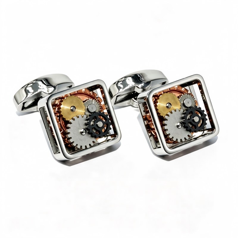Square Hollow Gear Cufflink, Business Men Suit Cufflinks Gift, Premium Men Suit Shirt Decor