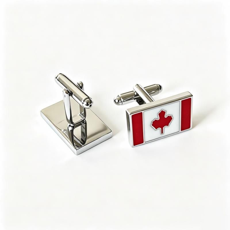 Canada Flag Cufflinks for Men, Canadian National Flag Enamel Rectangular Cuff Links for Business Wedding Formal Dress Shirts