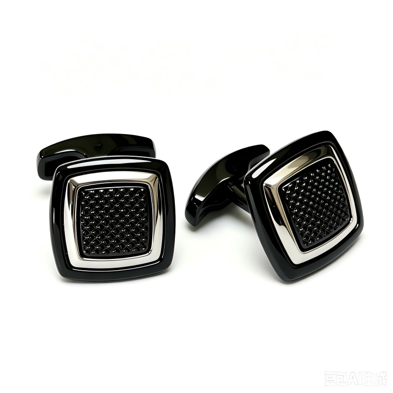 Men's Square Textured Cufflinks, Black Gunmetal & Silver Formal Business Cufflinks for Dress Shirts