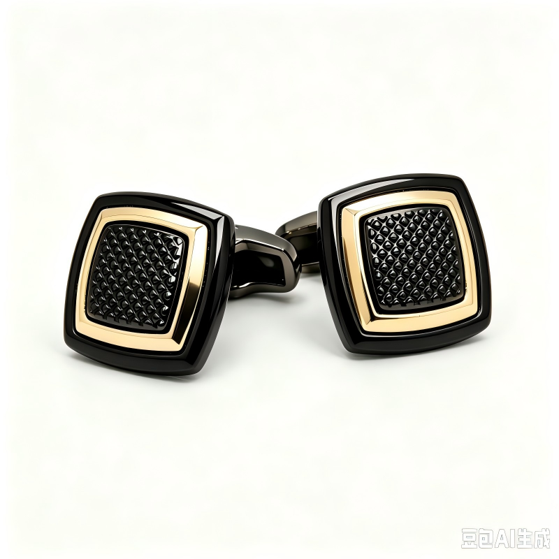 Men's Square Textured Cufflinks, Black Gunmetal & Silver Formal Business Cufflinks for Dress Shirts