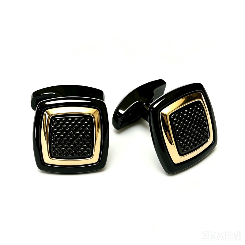 Men's Square Textured Cufflinks, Black Gunmetal & Silver Formal Business Cufflinks for Dress Shirts