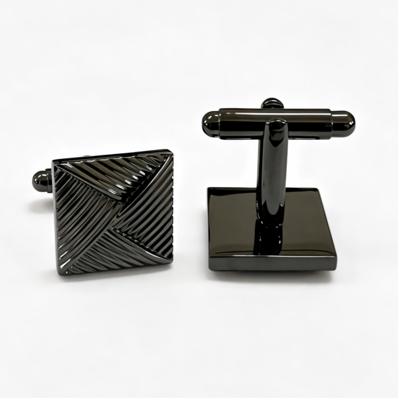 Square Geometric Engraved Cufflinks & Shirt Studs Set, Silver‑Tone Metal Formal Accessories for Men Wedding Business French Cuff Shirts