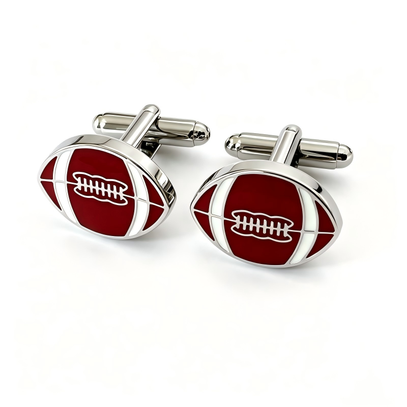 American Football Enamel Cufflinks, Men's Sports Rugby Shirt Cuff Links for Business Wedding Gift