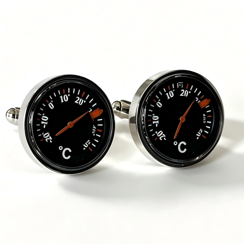 Thermometer Dial Cufflinks, Unique Mens Business Suit Cuff Links