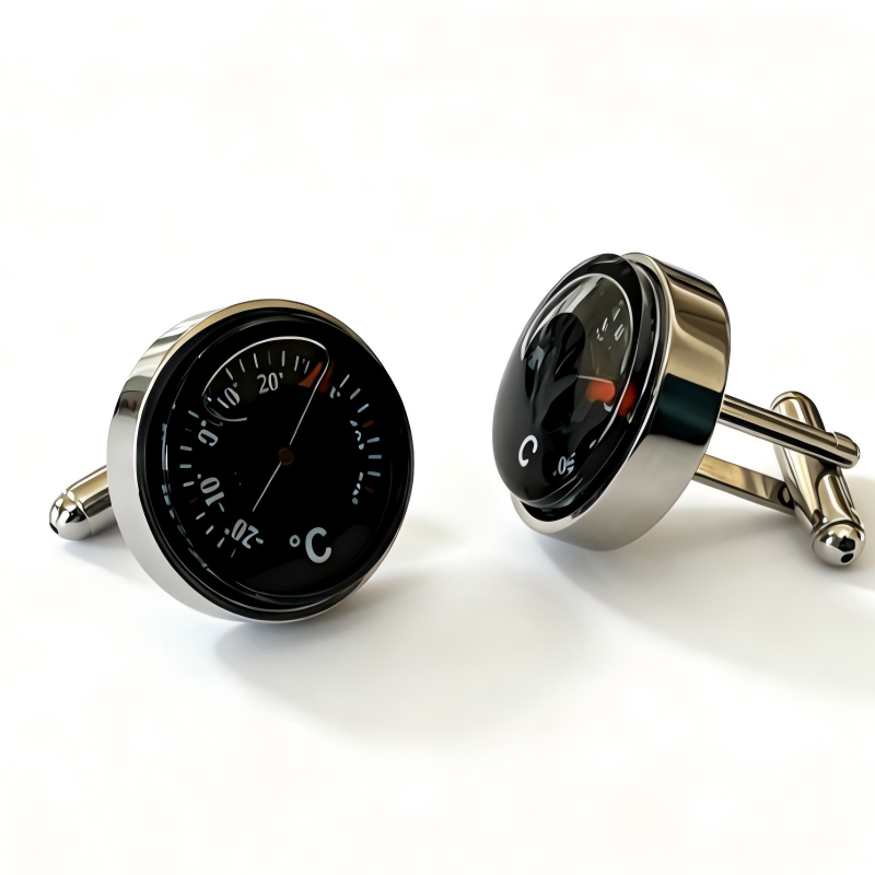 Thermometer Dial Cufflinks, Unique Mens Business Suit Cuff Links