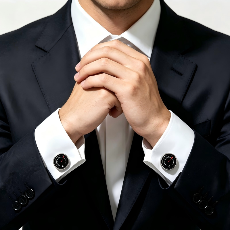 Thermometer Dial Cufflinks, Unique Mens Business Suit Cuff Links