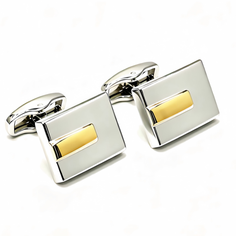Square Two Tone Silver Gold French Cufflinks Men Business Suit Shirt Accessories