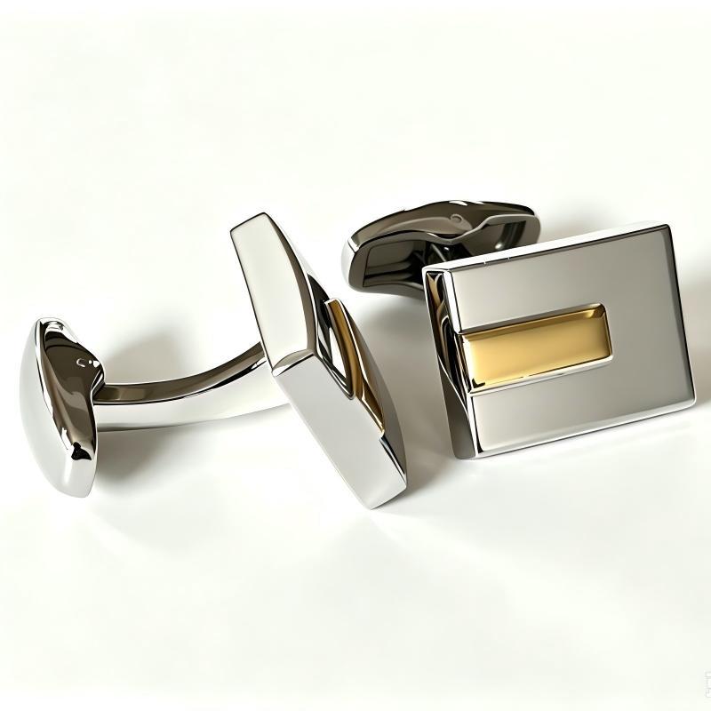 Square Two Tone Silver Gold French Cufflinks Men Business Suit Shirt Accessories
