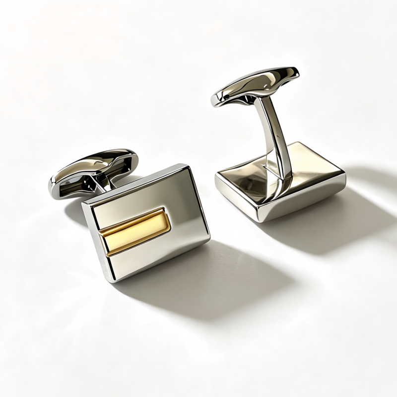 Square Two Tone Silver Gold French Cufflinks Men Business Suit Shirt Accessories