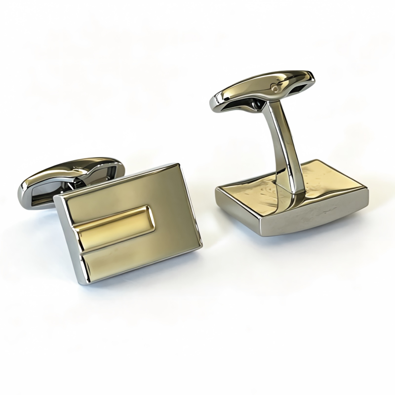 Square Two Tone Silver Gold French Cufflinks Men Business Suit Shirt Accessories