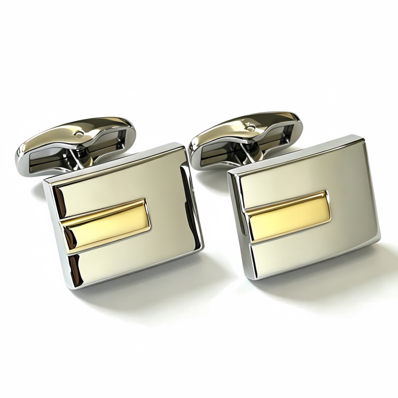Square Two Tone Silver Gold French Cufflinks Men Business Suit Shirt Accessories