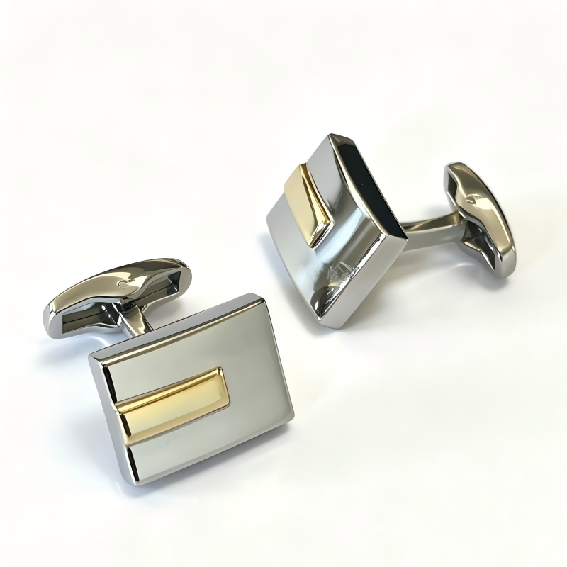 Square Two Tone Silver Gold French Cufflinks Men Business Suit Shirt Accessories