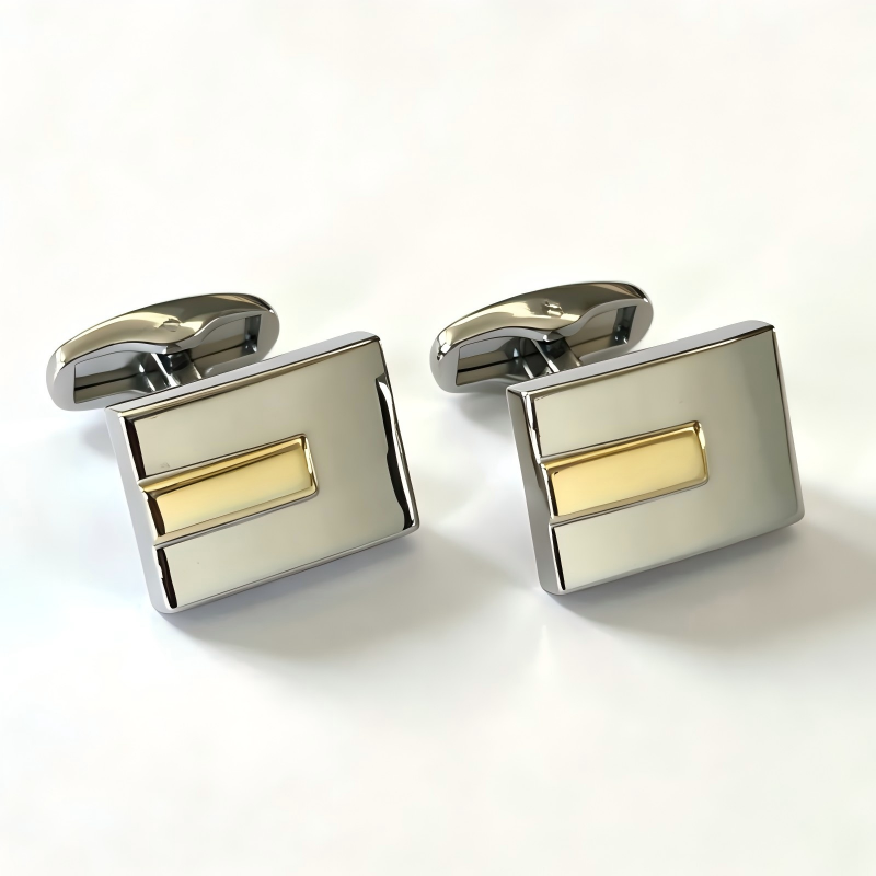 Square Two Tone Silver Gold French Cufflinks Men Business Suit Shirt Accessories