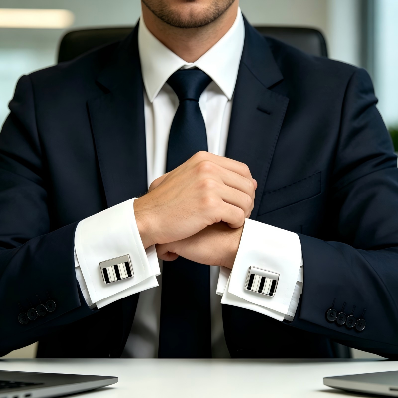 Piano Keyboard Cufflinks for Men, Black White Enamel Music Theme Rectangular Cuff Links for Musician Wedding Business Dress Shirts