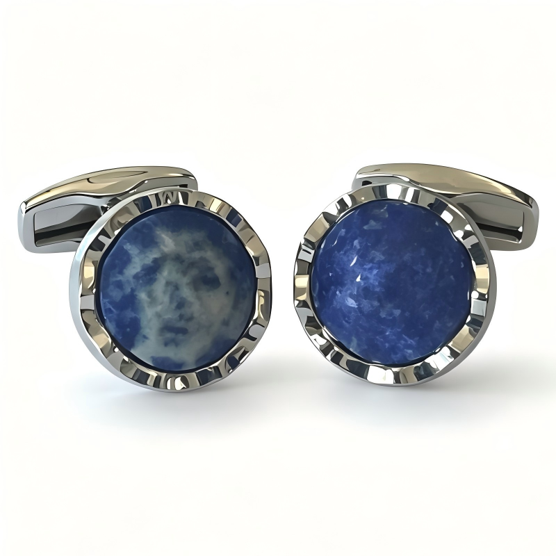 Brass Natural Faceted Blue Stone French Cufflinks, Men Business Formal Shirt Gem Cuff Accessories