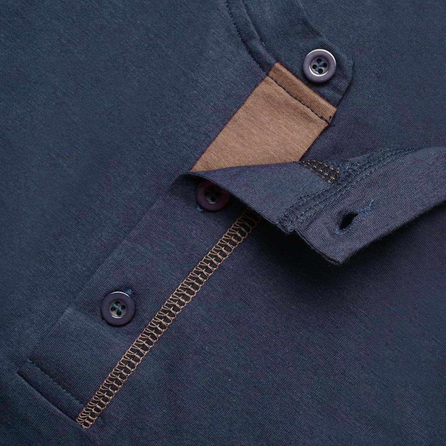 Men's T-Shirt Long Sleeve Shirt Cotton Long Sleeve V Neck Henley Shirt Tee Top T-Shirts with Button Placket
