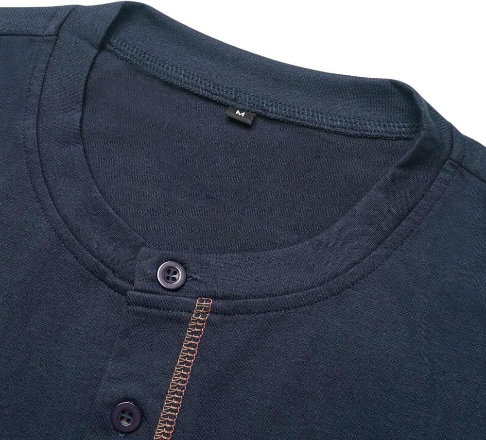 Men's T-Shirt Long Sleeve Shirt Cotton Long Sleeve V Neck Henley Shirt Tee Top T-Shirts with Button Placket