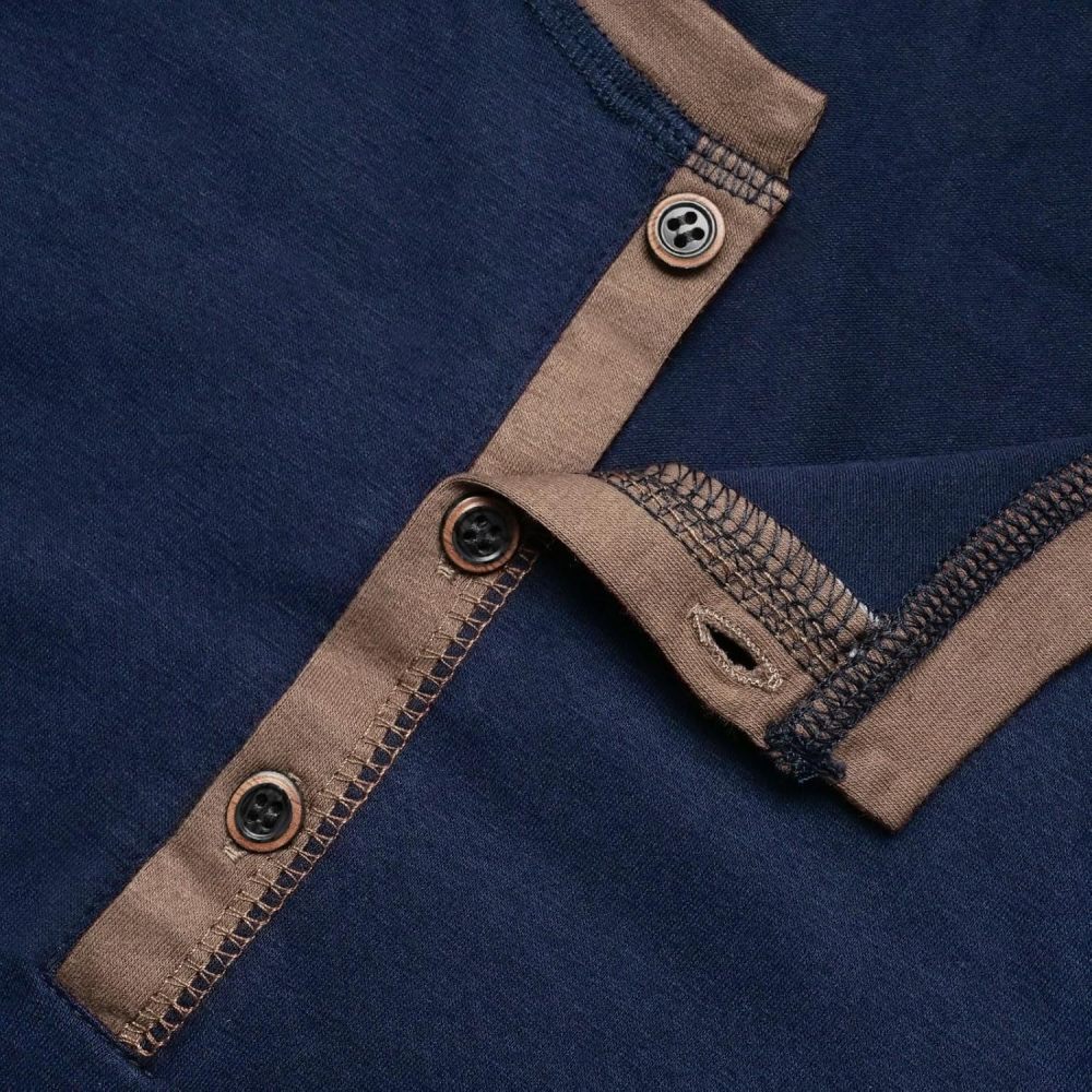 Long Sleeve T-Shirt Men's Shirt Tops Cotton Long Sleeve V Neck Henley Shirt Tee Top T-Shirts with Button Placket