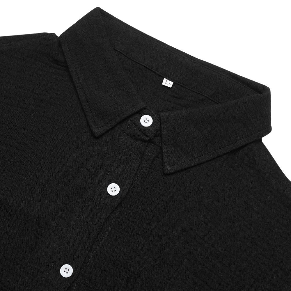 Women's Shirt Blouse Short Sleeve Cotton Shirt Blouse Summer Leisure T-Shirt Casual Tops with Buttons