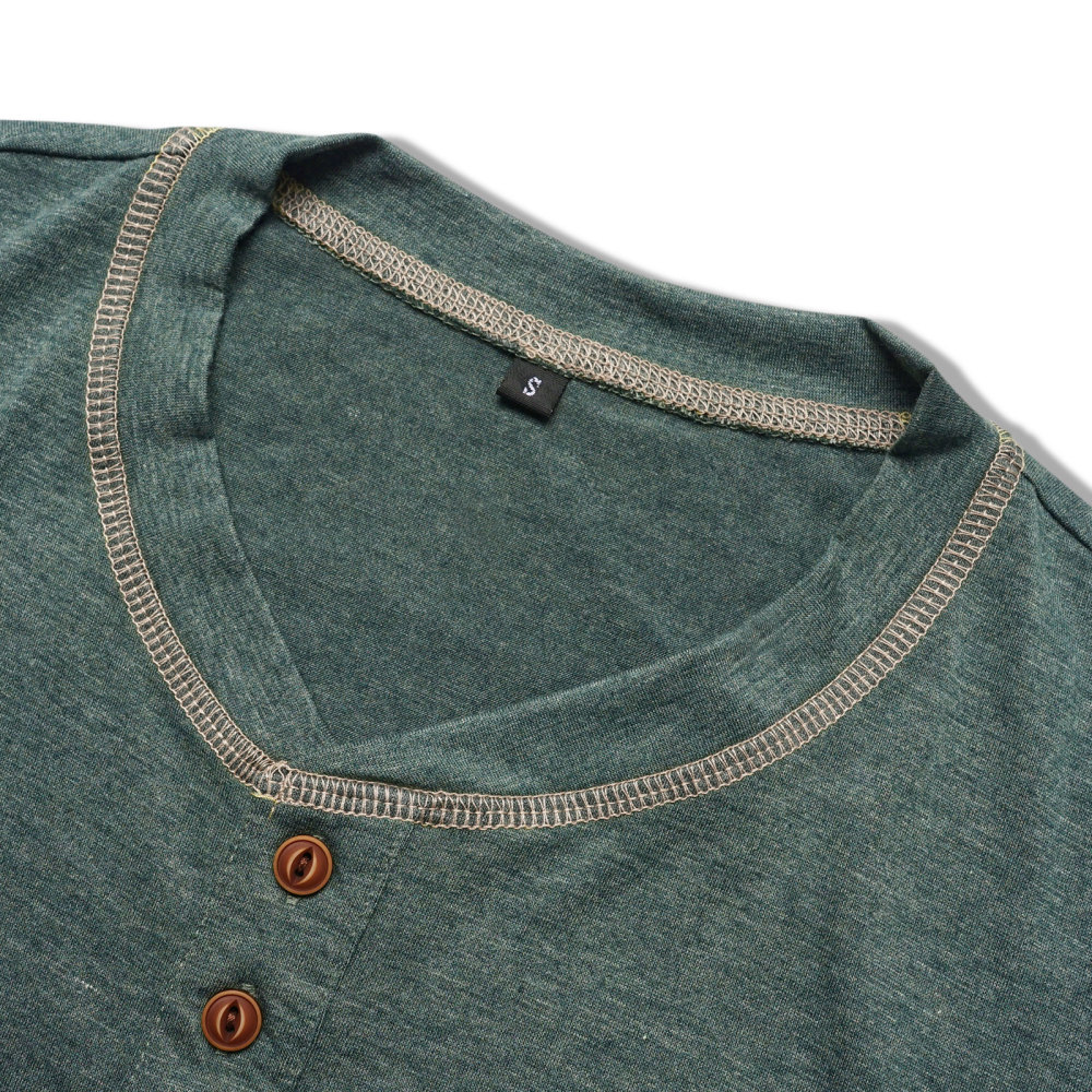 Men's Henley Shirt Long Sleeve T-Shirt Tops Cotton V Neck Tee Top T-Shirts with Button