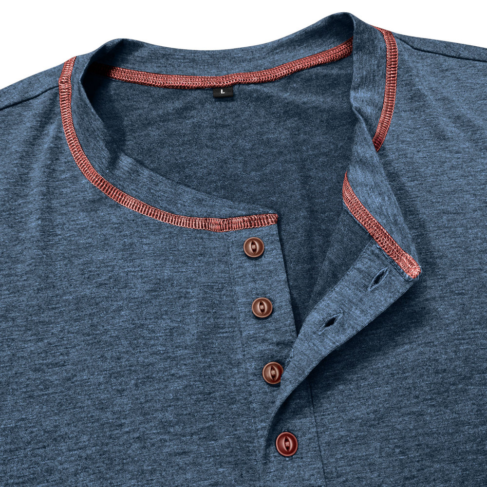 Men's Henley Shirt Long Sleeve T-Shirt Tops Cotton V Neck Tee Top T-Shirts with Button