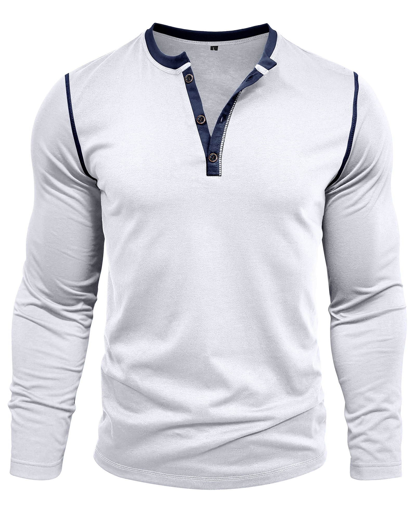 Long Sleeve T-Shirt Men's Shirt Tops Cotton V Neck Henley Shirt Tee Top T-Shirts with Button