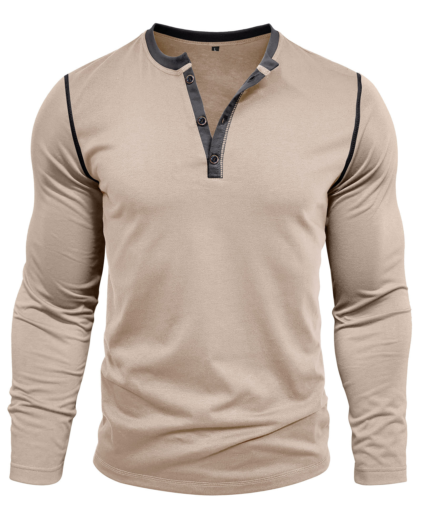 Long Sleeve T-Shirt Men's Shirt Tops Cotton V Neck Henley Shirt Tee Top T-Shirts with Button