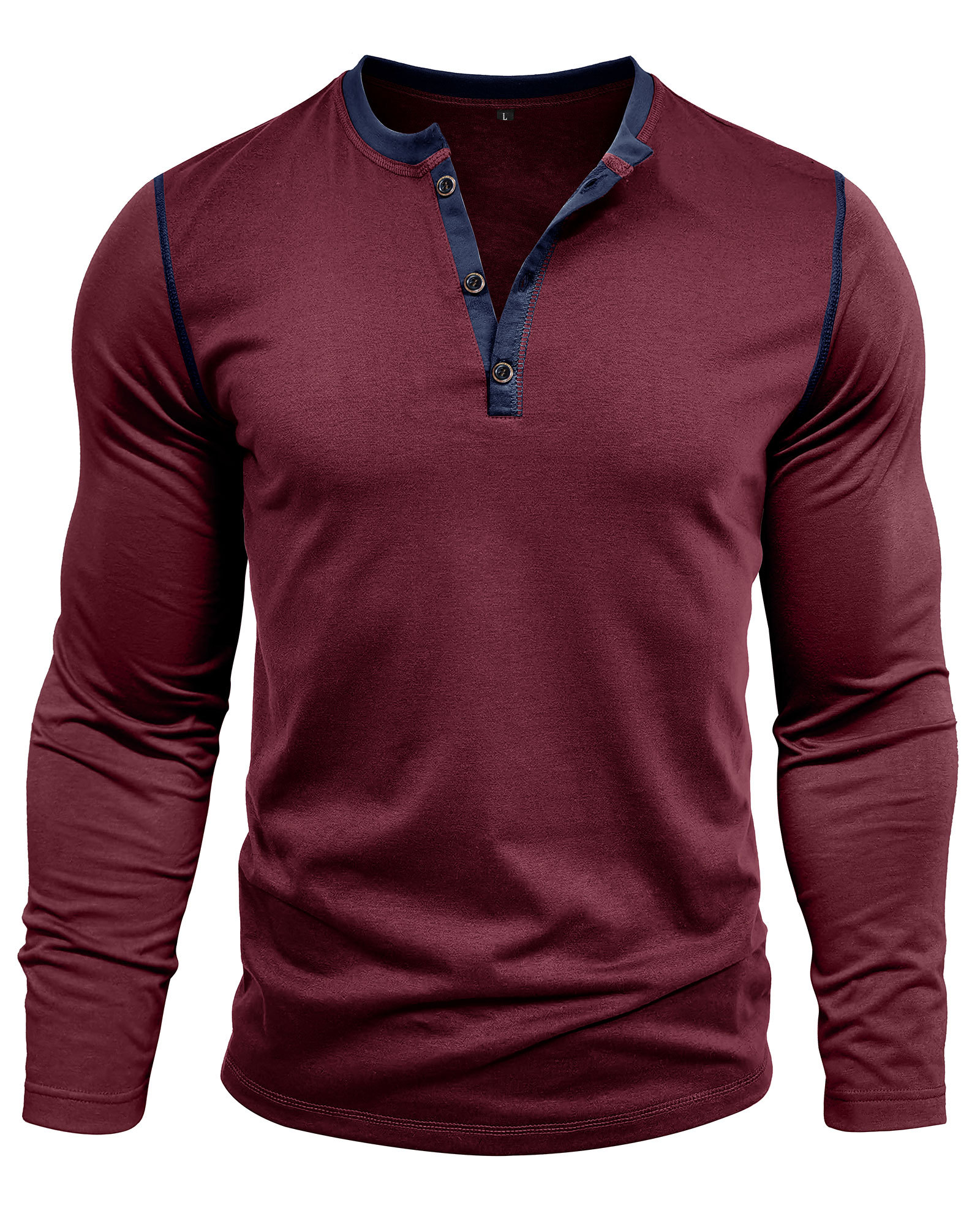 Long Sleeve T-Shirt Men's Shirt Tops Cotton V Neck Henley Shirt Tee Top T-Shirts with Button