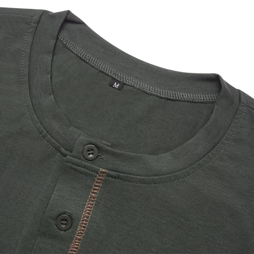 Men's T-Shirt Long Sleeve Shirt Cotton Long Sleeve V Neck Henley Shirt Tee Top T-Shirts with Button