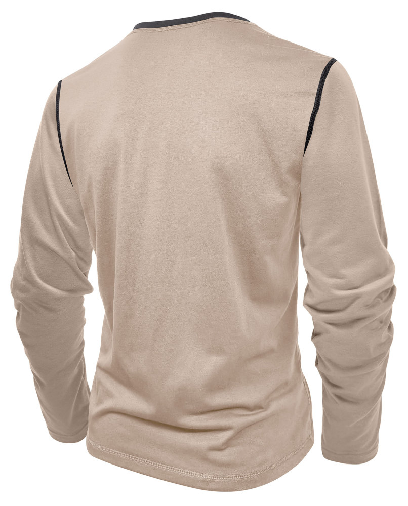 Long Sleeve T-Shirt Men's Shirt Tops Cotton V Neck Henley Shirt Tee Top T-Shirts with Button