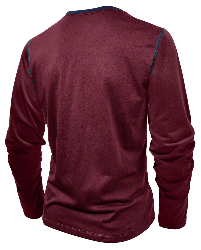 Long Sleeve T-Shirt Men's Shirt Tops Cotton V Neck Henley Shirt Tee Top T-Shirts with Button