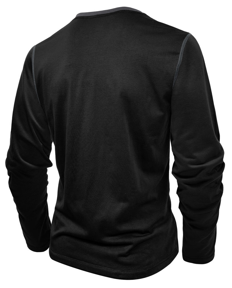 Long Sleeve T-Shirt Men's Shirt Tops Cotton V Neck Henley Shirt Tee Top T-Shirts with Button