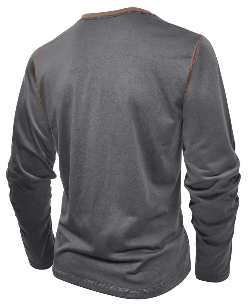 Long Sleeve T-Shirt Men's Shirt Tops Cotton V Neck Henley Shirt Tee Top T-Shirts with Button