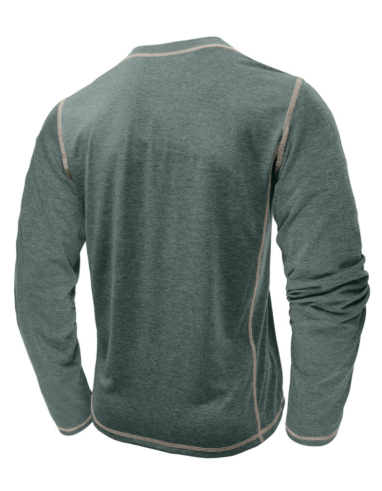 Men's Henley Shirt Long Sleeve T-Shirt Tops Cotton V Neck Tee Top T-Shirts with Button