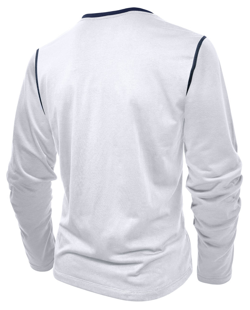 Long Sleeve T-Shirt Men's Shirt Tops Cotton V Neck Henley Shirt Tee Top T-Shirts with Button