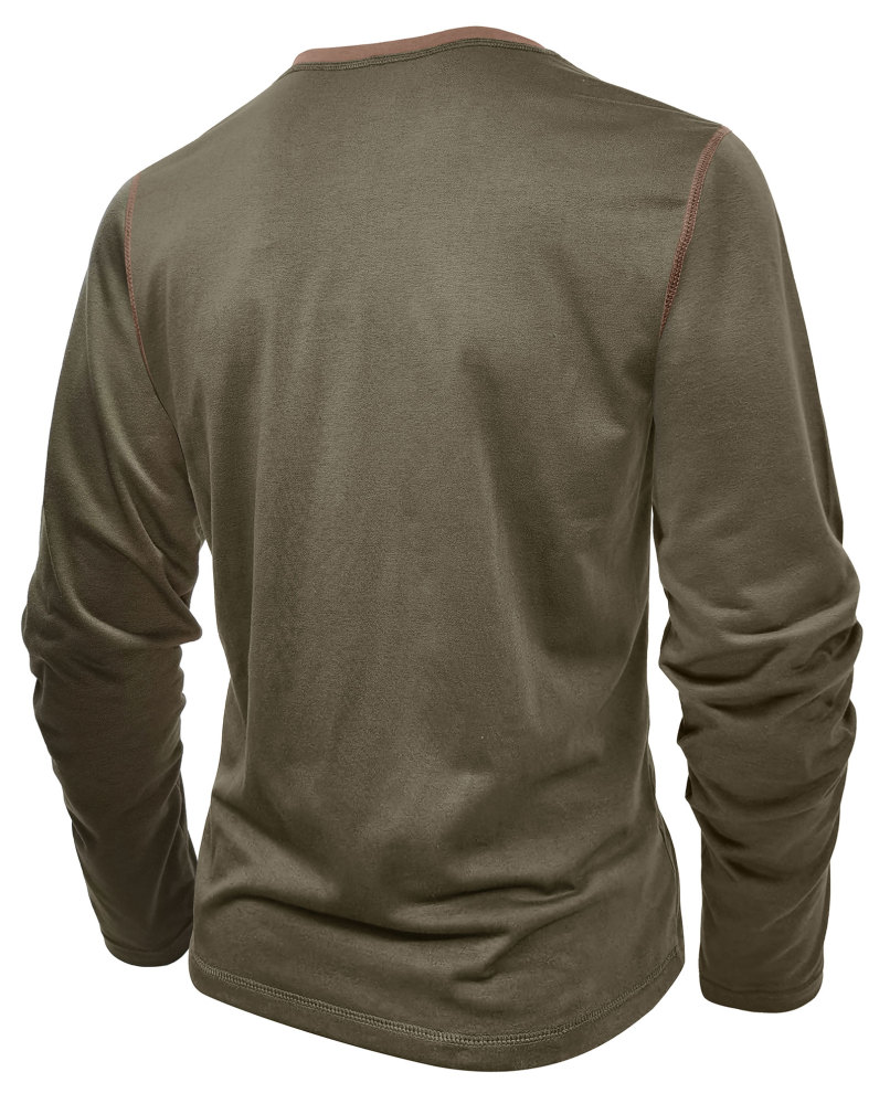 Long Sleeve T-Shirt Men's Shirt Tops Cotton V Neck Henley Shirt Tee Top T-Shirts with Button
