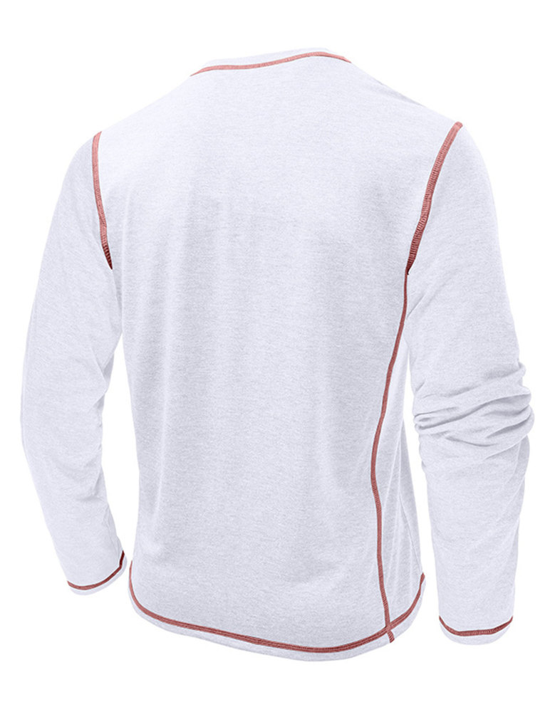 Men's Henley Shirt Long Sleeve T-Shirt Tops Cotton V Neck Tee Top T-Shirts with Button