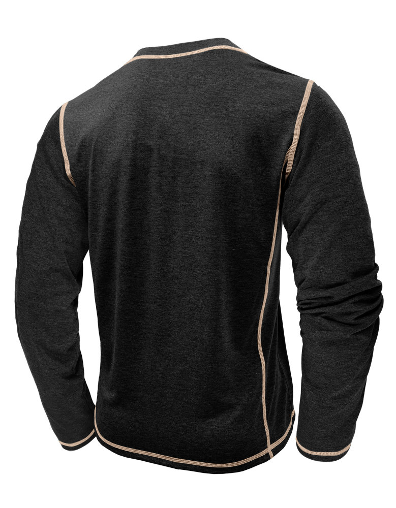 Men's Henley Shirt Long Sleeve T-Shirt Tops Cotton V Neck Tee Top T-Shirts with Button