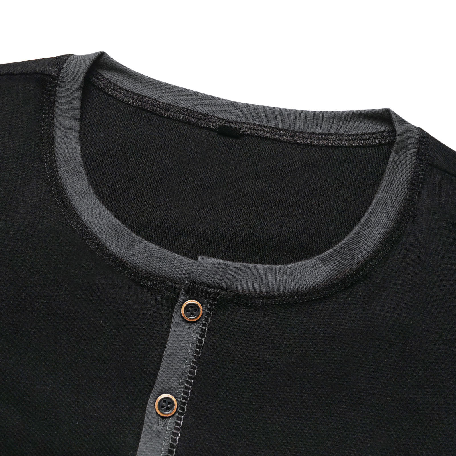 Long Sleeve T-Shirt Men's Shirt Tops Cotton V Neck Henley Shirt Tee Top T-Shirts with Button