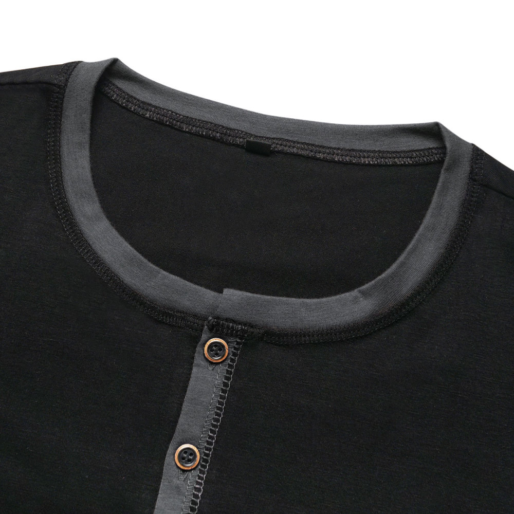 Long Sleeve T-Shirt Men's Shirt Tops Cotton V Neck Henley Shirt Tee Top T-Shirts with Button