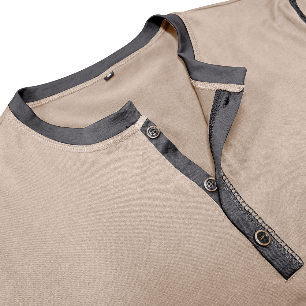 Long Sleeve T-Shirt Men's Shirt Tops Cotton V Neck Henley Shirt Tee Top T-Shirts with Button
